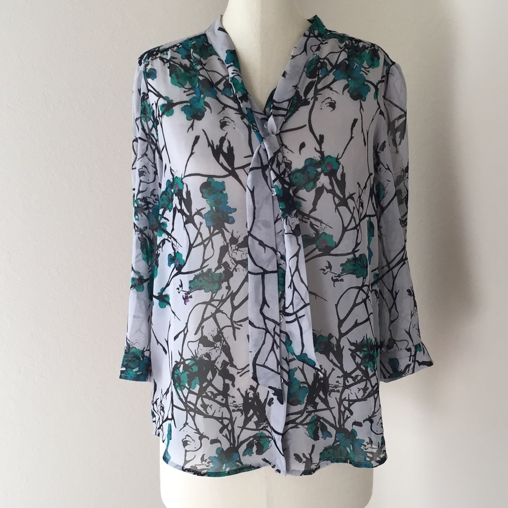 Loft sheer gray blouse